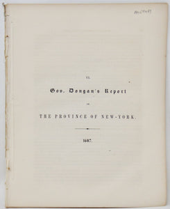 O'Callaghan. Gov. Dongan's Report on the Province of New-York, 1687