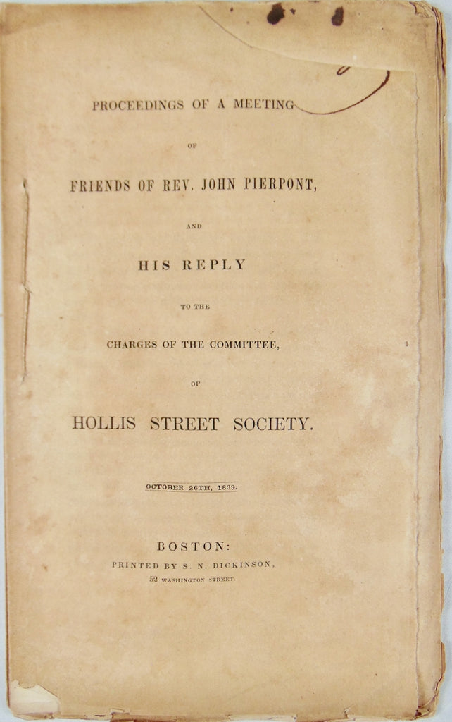 1839 Boston Pastor Defends Himself regarding Abolitionism, Temperance, &c.