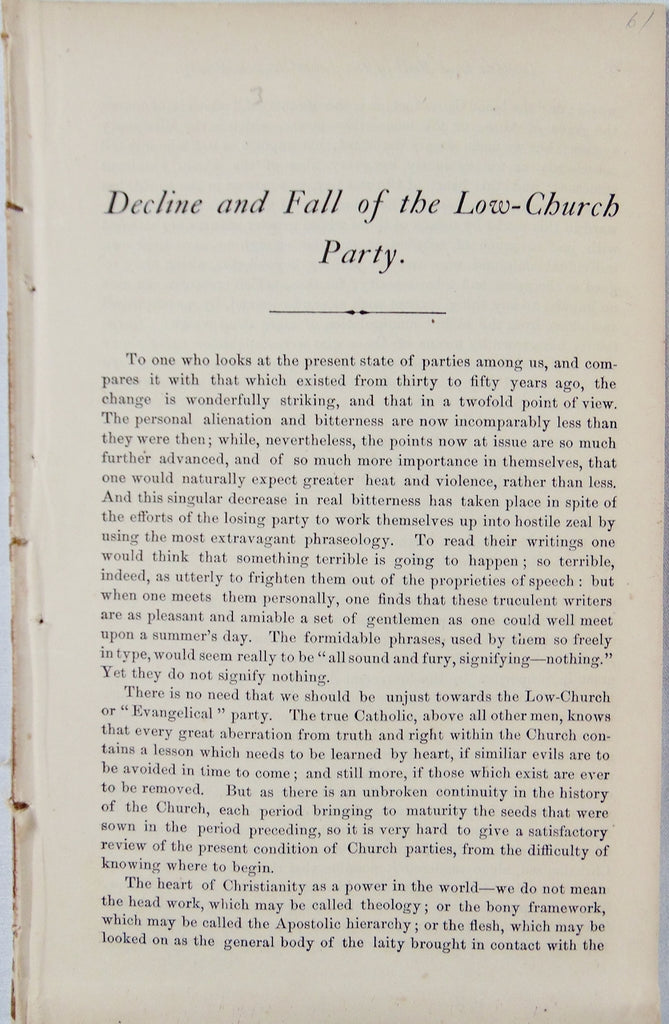 Evangelical Party Narrow Haters, High Church Episcopalians Glad to See them Gone