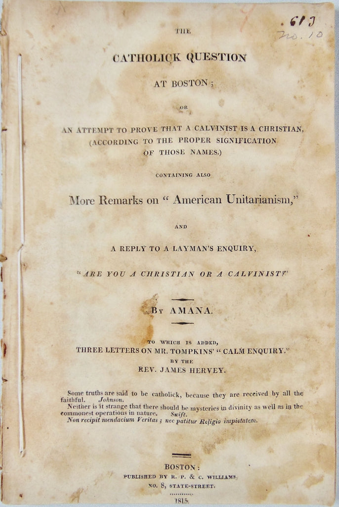 1815 Attempt to Prove that a Calvinist is a Christian, Refutation of Unitarians