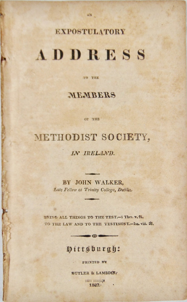 1820 Pittsburgh imprint, Methodists Rank Enthusiasts who Reject Bible Salvation