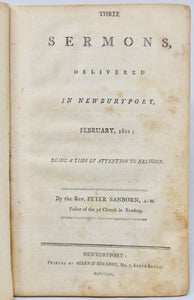 Sanborn & Stevens, Revival Sermons, Newburyport, Massachusetts 1802