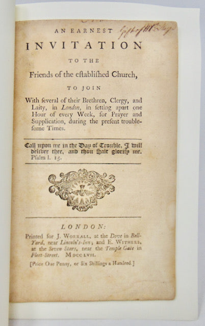 [Romaine, William]. An Earnest Invitation to the Friends of the established Church