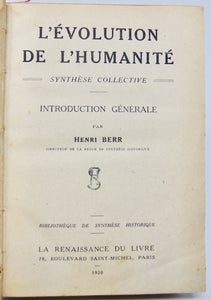Berr, Henri; Perrier, Edmond. L'évolution de l'humanité, synthèse collective. Introduction générale.