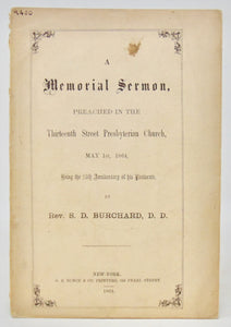 Burchard 1864 Memorial Sermon Thirteenth Street Presbyterian Church [revivals]