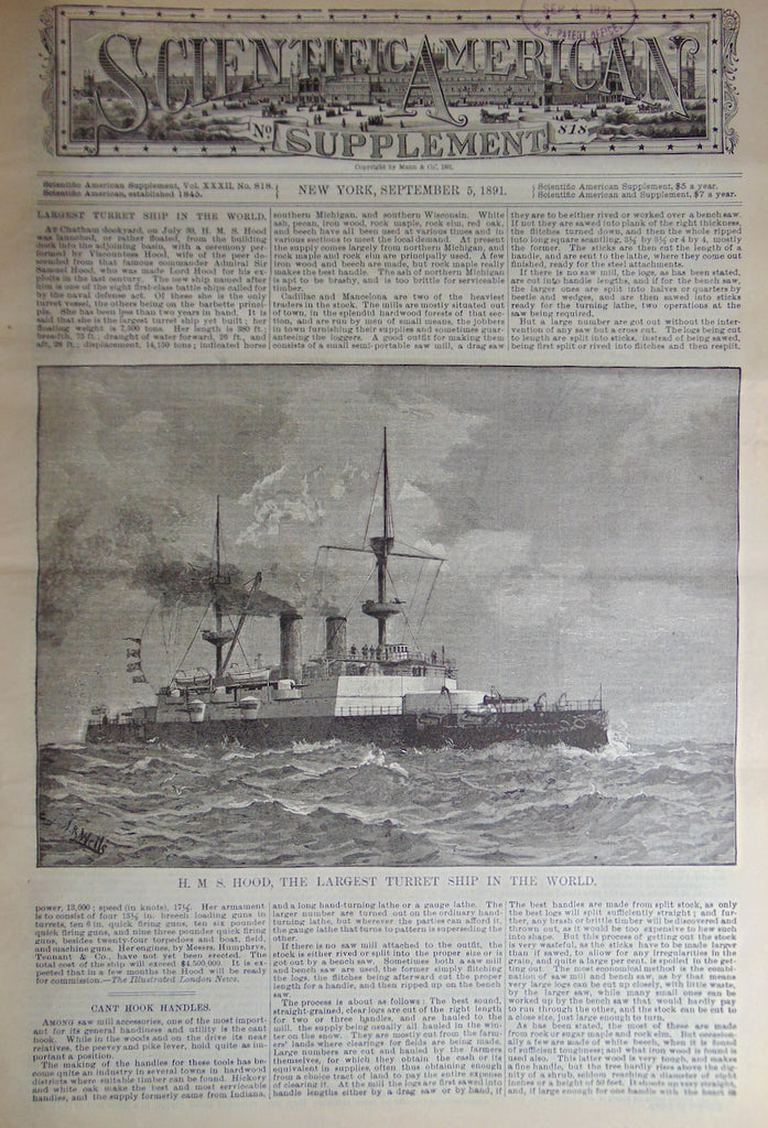 1891 Scientific American Supplements, Battleships, Bridges, Balloons, &c.