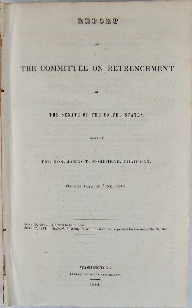 1844 Senate Report on Government Patronage and Waste