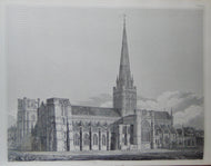 1867 Engraved Plates, b/w & colors, Architectural History, Chichester Cathedral