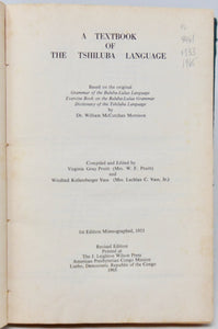 Morrison. A Textbook of the Tshiluba Language, Presbyterian Mission Press