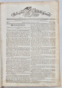 Whiting, Nathan [editor]. The Religious Intelligencer for the year commencing June, 1834