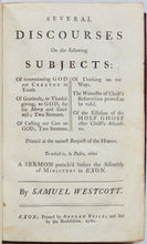 Load image into Gallery viewer, Westcott, Samuel. Several Discourses On the following Subjects: Of remembering God our Creator in Youth...&amp;c.
