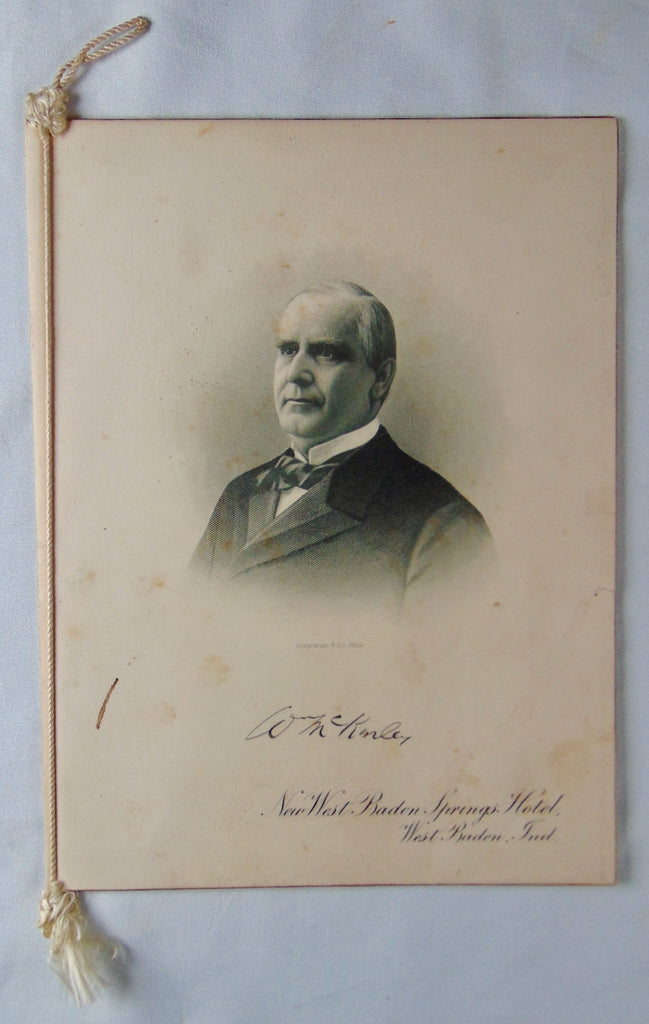 1903 Dinner Menu for President McKinley's Birthday, New West Baden Springs Hotel