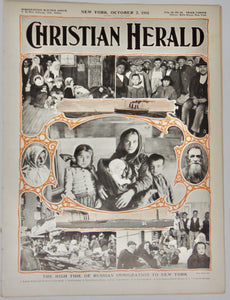 The Christian Herald 1901. Cover illustration of Russian Immigrants on Ellis Island