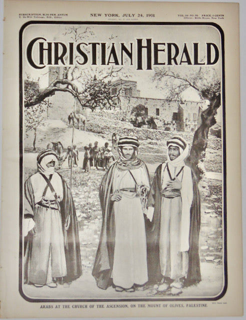 The Christian Herald 1901. Cover illustration Arabs at  Church of the Ascension, Mount of Olives.