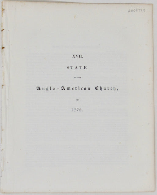 State of the Anglo-American Church, in New York City, 1776