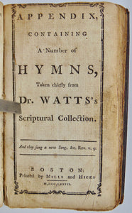 Brady & Tate. A New Version of the Psalms of David 1773 New York imprint