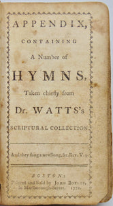 Brady & Tate. A New Version of the Psalms of David, 1771 Boston Imprint