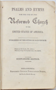 Psalms and Hymns for the use of the Reformed Church in the United States of America 1834