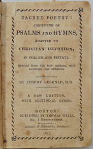 Belknap, Jeremy. Sacred Poetry: consisting of Psalms and Hymns 1818