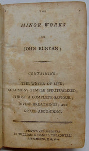 Bunyan, John. The Minor Works of John Bunyan 1804 Portsmouth NH imprint