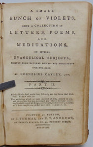 Cayley, Cornelius. The Seraphical Young Shepherd [Methodist interest, Isaiah Thomas imprint]