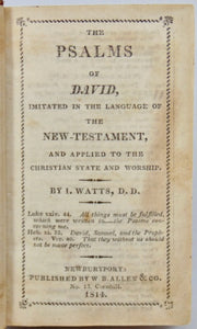 Watts.  The Psalms of David & Hymns, Newburyport 1814