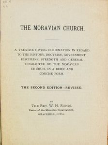 Romig. The Moravian Church, History, Doctrine, Government (1900)