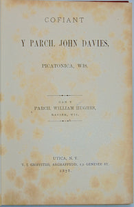Hughes. Cofiant Y Parch. John Davies, Picatonica, Wis. (1878)