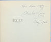 Levy, Charles. Exile: A Book of Poems [signed author's copy].