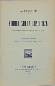 Besant. Studo Sullo Coscienza: Contributo alla Scienza della Psicologia (1911)