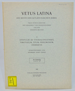 VETUS LATINA, Die Reste der Altlateinischen Bibel 10. Lieferung 2 Tm 2,17-4,5
