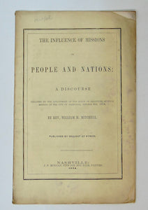 [1854 Nashville imprint] Mitchell, The Influence of Missions on People and Nations