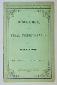 Mc'Lean, D. H. A. A Discourse on the Final Perseverance of the Saints (1856)