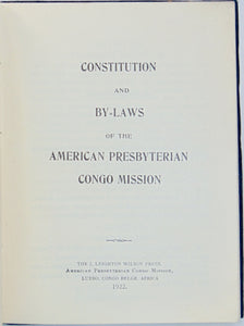 Constitution and By-Laws of the American Presbyterian Congo Mission (1922) binding 2