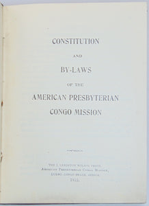 Constitution and By-Laws of the American Presbyterian Congo Mission (1922) binding 3