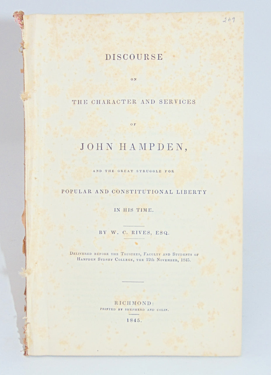 Rives. Discourse on the Character and Services of John Hampden (1845)