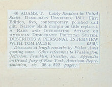 Load image into Gallery viewer, Adams, T. Democracy Unveiled; in A Letter to Sir Francis Burdett (1811)