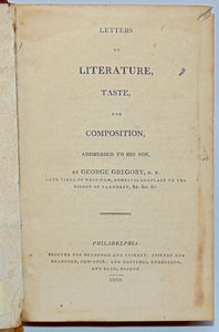 Gregory, George. Letters on Literature and Taste, and Composition (1809)