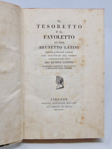 Latini. Il Tesoretto e Il Favoletto di ser Brunetto Latini (1824)
