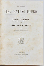 Load image into Gallery viewer, Carutti. Dei Principii Del Governo Libero e Saggi Politici (1861)
