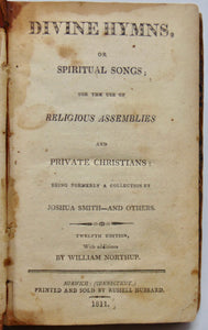 Smith, Joshua.  Divine Hymns, or Spiritual Songs (1811) Baptist Hymnal