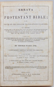 Ward, Thomas. Errata of the Protestant Bible; or the Truth of the English Translations Examined