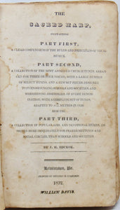 Hickok, J. H. The Sacred Harp 1832 Shaped Note Tunebook