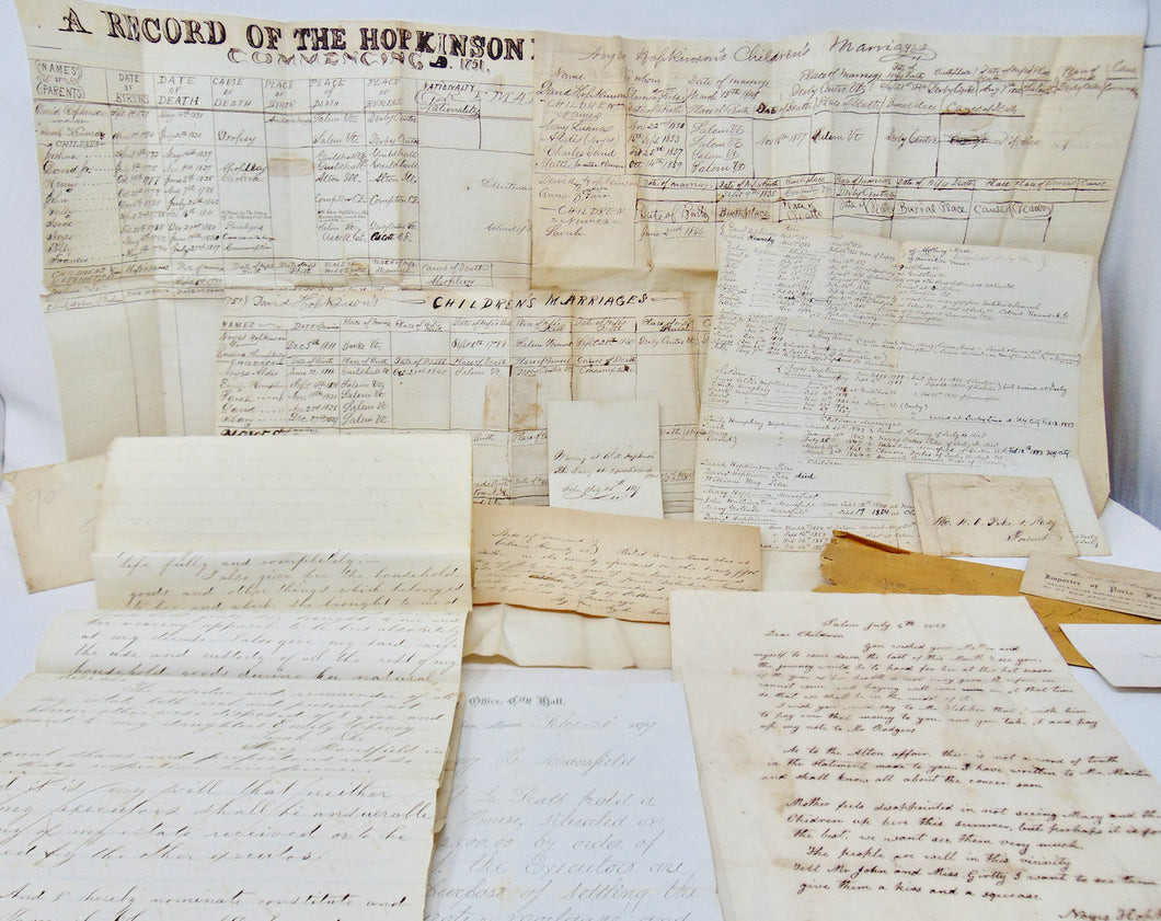 Manuscript Genealogy Records of the Hopkinson Family of Salem Vermont (12 items)
