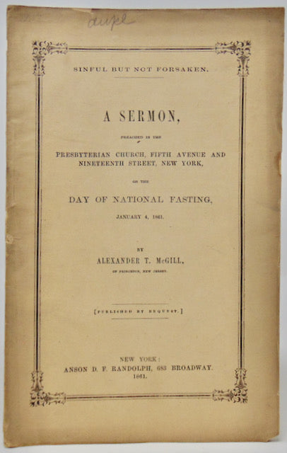 1861 National Day of Fasting Sermon, Impeding Civil War