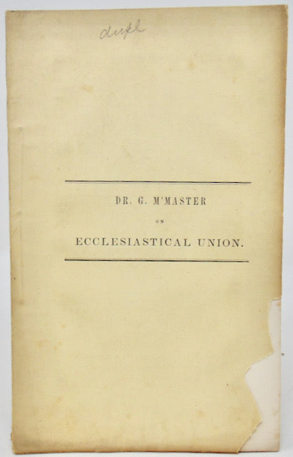M'Master, Gilbert. Thoughts on the Union of the Church (1846)