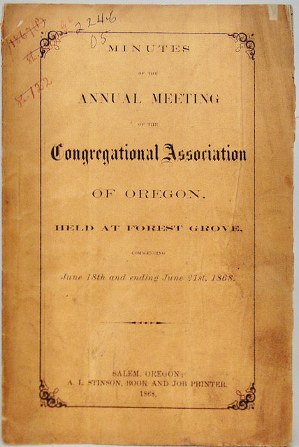 Minutes of the Annual Meeting of the Congregational Association of Oregon, 1868
