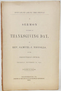 Niccolls, Samuel J. God's Hand Among the People, 1863 Chambersburg, PA Civil War Sermon