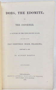 [Fugitive Slave Law] Barnes, Albert. 1861 Sermon, Doeg the Edomite, the Informer