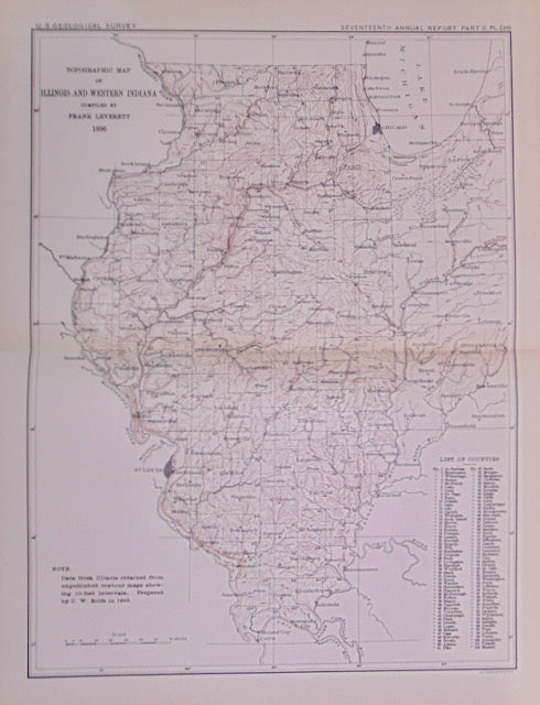 [MAP] Topographic Map of Illinois and Western Indiana (1896)